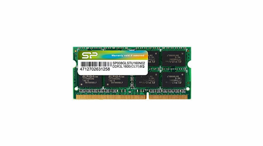 Paměť pro notebook Silicon Power SODIMM, DDR3, 8 GB, 1600 MHz, CL11 (SP008GLSTU160N02)