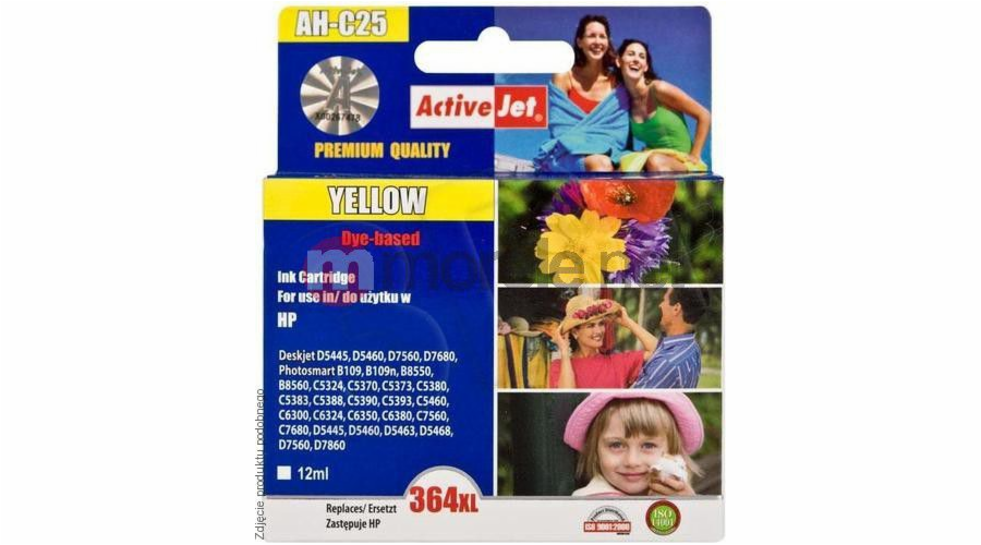 Activejet AH-364YCX ink for HP printer; HP 364XL CB325EE replacement; Premium; 12 ml; yelllow