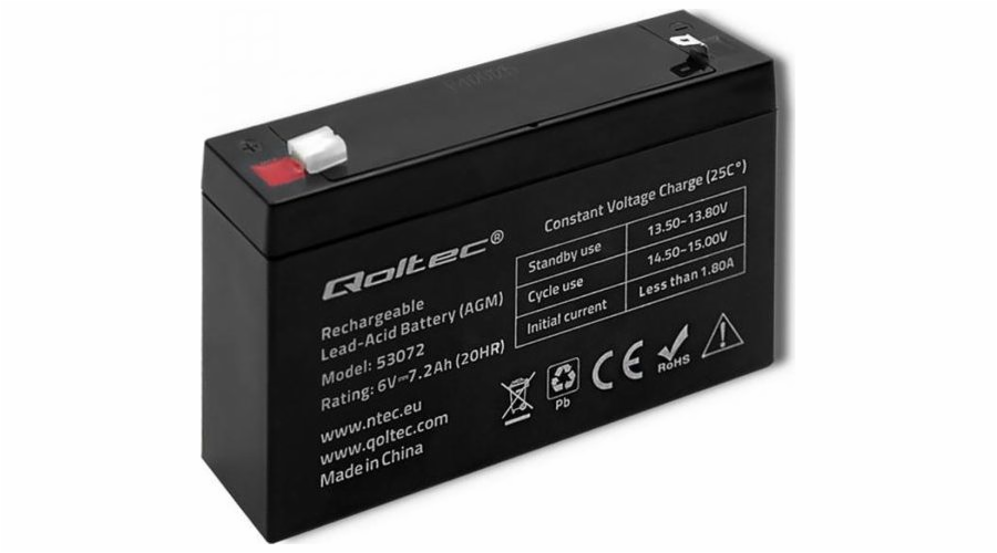 Qoltec 53072 AGM battery | 6V | 7.2 Ah