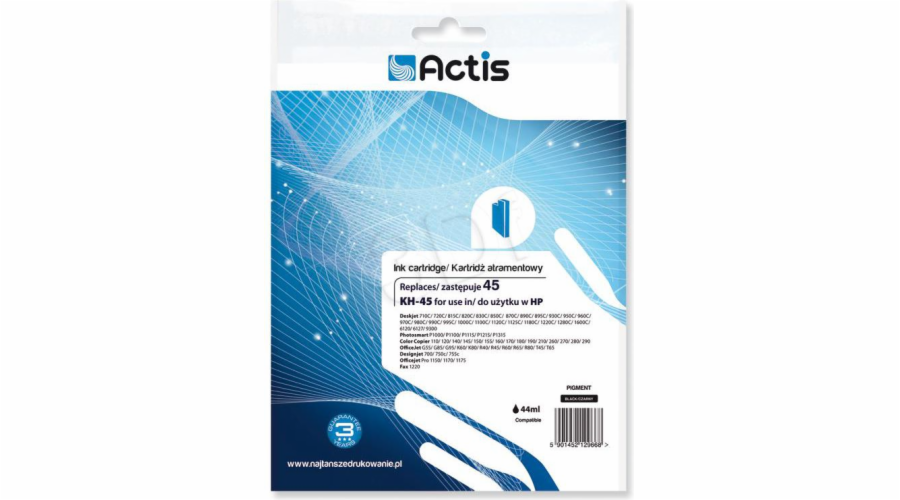 Actis KH-45 ink for HP printer; HP 45 51645A replacement; Standard; 44 ml; black