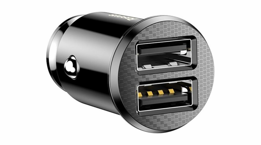 BASEUS mini duální autonabíječka, 2x USB s výkonem 15W, černá