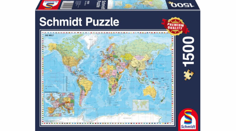 Puzzle 1500 dílků Mapa světa
