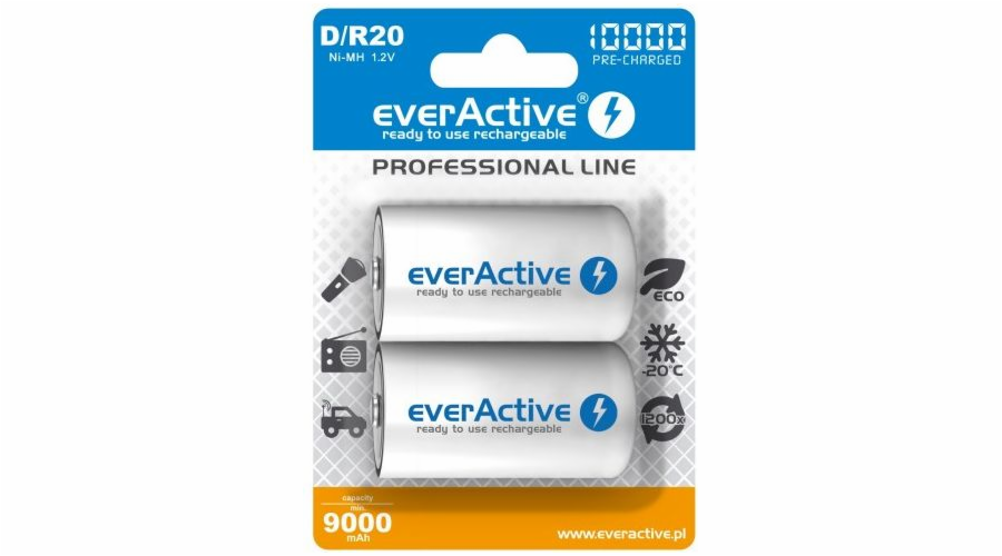 Rechargeable Batteries everActive R20/D Ni-MH 10000 mAh ready to use