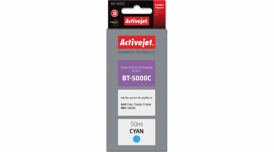 Activejet AB-5000C ink (replacement for Brother BT-5000C; Supreme; 50 ml; cyan)