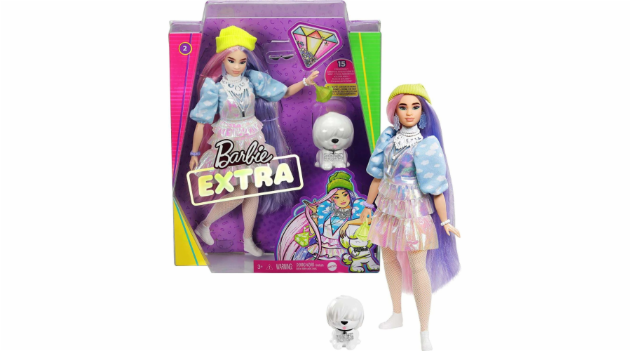 Lalka Barbie Barbie Extra Moda - Spódniczka holograficzna (GRN27/GVR05)