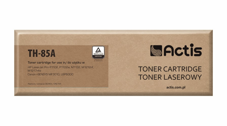 Actis TH-85A toner for HP printer; HP 85A CE285A, Canon CRG-7225 replacement; Standard; 1600 pages; black