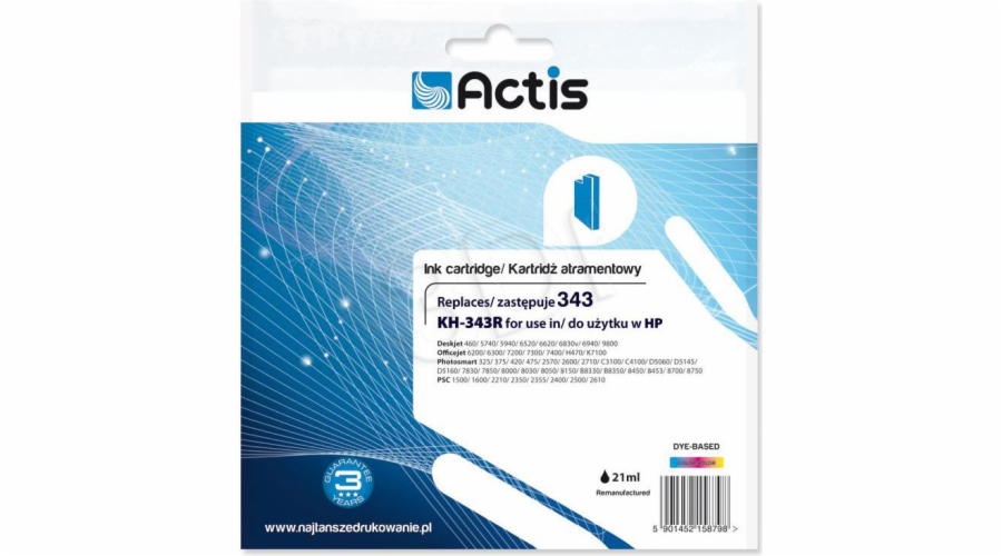Actis KH-343R ink for HP printer; HP 343 C8766EE replacement; Standard; 21 ml; color