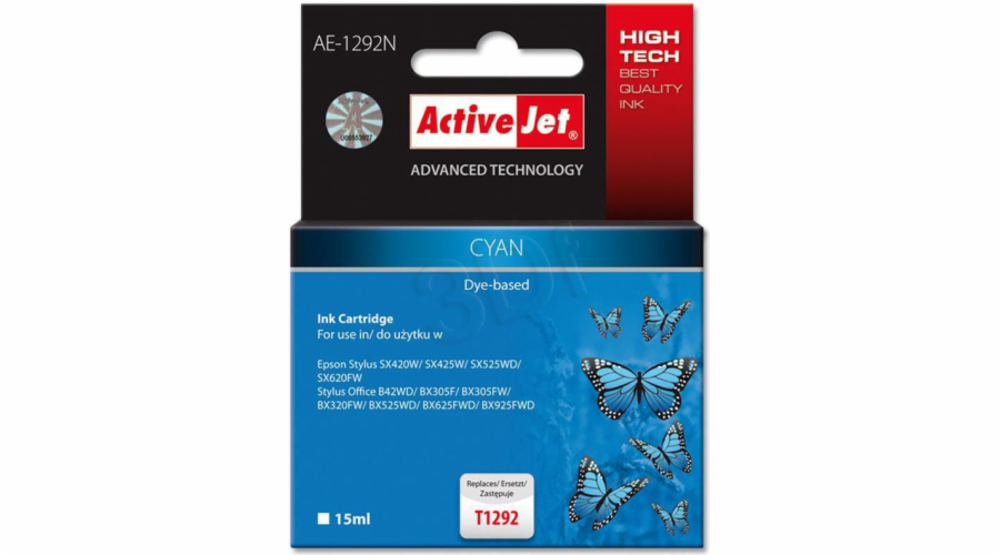 Activejet AE-1292N ink for Epson printer Epson T1292 replacement; Supreme; 15 ml; cyan