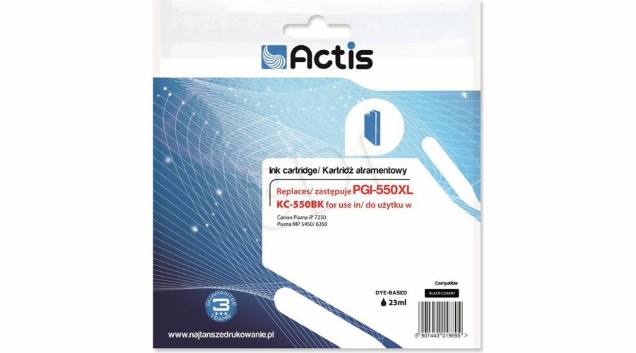 Actis KC-550Bk ink for Canon printer; Canon PGI-550Bk replacement; Standard; 23 ml; black (with chip)