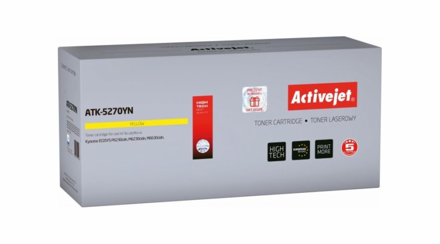 Activejet ATK-5270YN toner (replacement for Kyocera TK-5270Y; Supreme; 6000 pages; yellow)