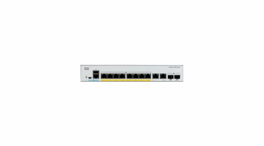 Cisco C1000-8T-2G-L Catalyst C1000-8T-2G-L, 8x 10/100/1000 Ethernet ports, 2x 1G SFP and RJ-45 combo uplinks