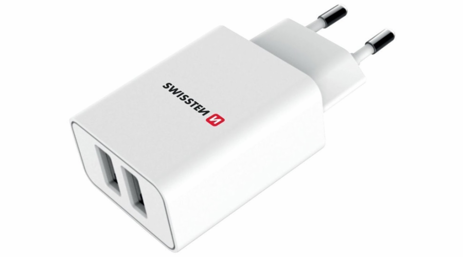 Swissten Síťový Adaptér Smart Ic 2X Usb 2,1A Power + Datový Kabel Usb / Micro Usb 1,2 M Bílý