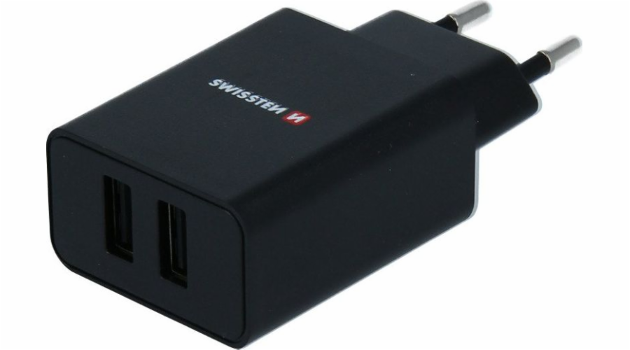 Swissten Síťový Adaptér Smart Ic 2X Usb 2,1A Power + Datový Kabel Usb / Micro Usb 1,2 M Černý