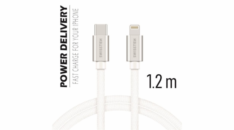 Swissten Datový Kabel Textile USB-C / Lightning 1,2 M Stříbrný