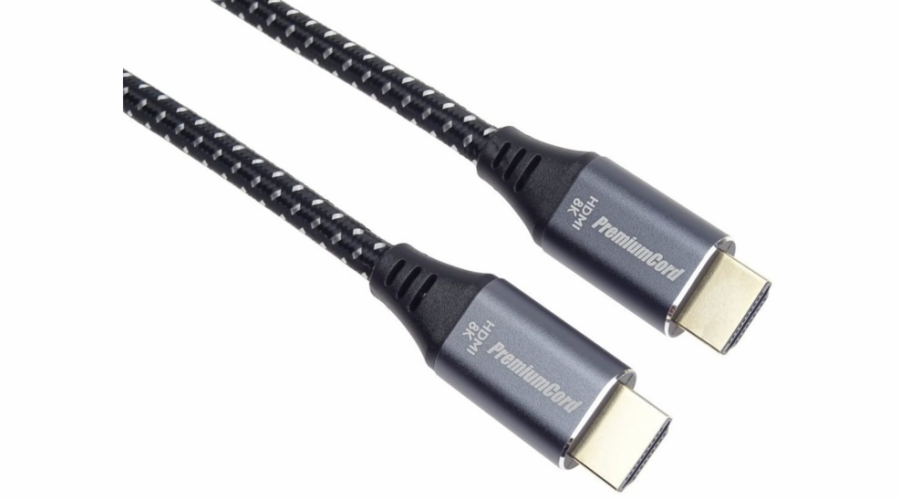 PREMIUMCORD Kabel HDMI 2.1 High Speed + Ethernet kabel 8K@60Hz, zlacené konektory, 1m