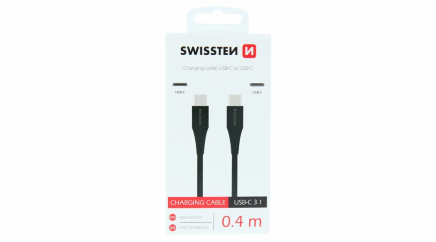 Swissten TPU nabíjecí kabel USB-C / USB-C 0,4 M Černý