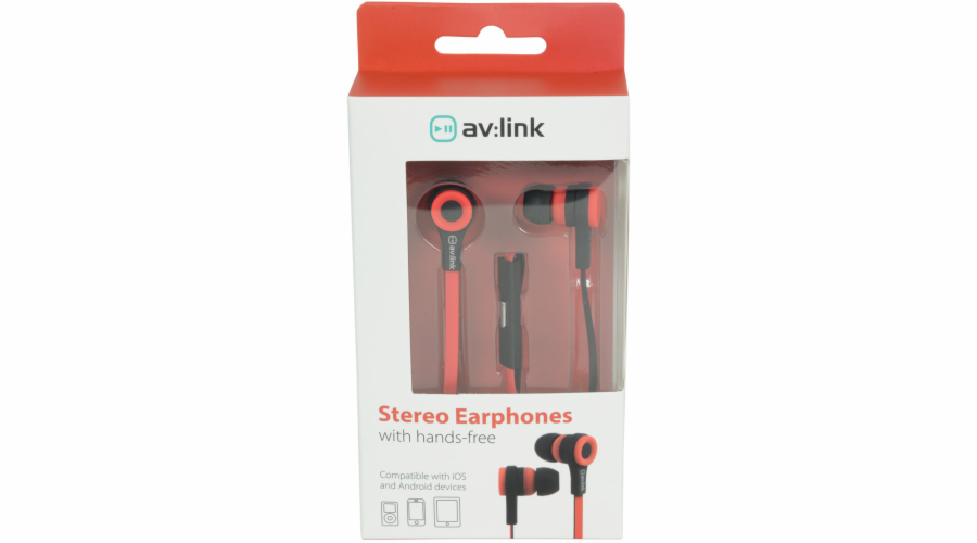 AV:link gumová sluchátka s handsfree, červeno-černá