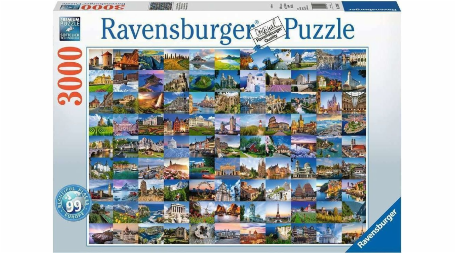 Puzzle 3000 dílků 99 krásných míst v Evropě