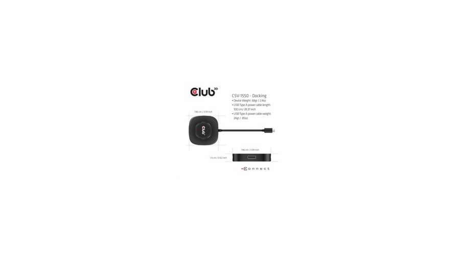 CLUB 3D CSV-1550 USB Type C 3.2 Gen 1 Multi Stream Transport (MST)Hub DisplayPort1.4 Triple Monitor
