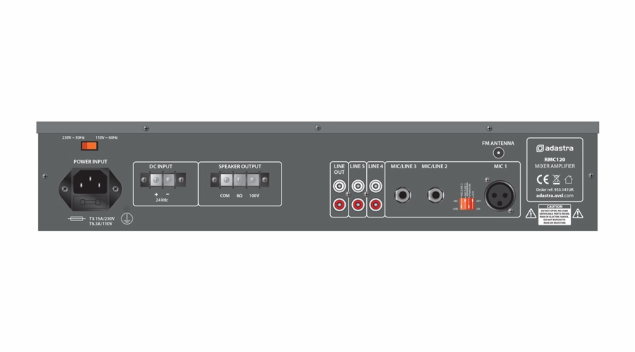 Adastra RMC120, 100V 5-kanálový mixážní zesilovač, 120W, CD/MP3/FM
