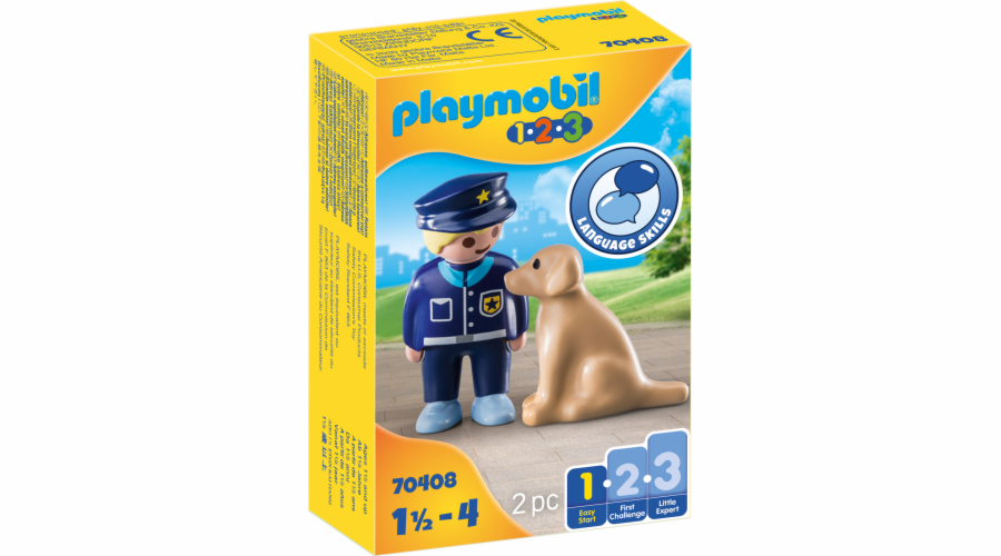 70408 1.2.3 Polizist mit Hund, Konstruktionsspielzeug