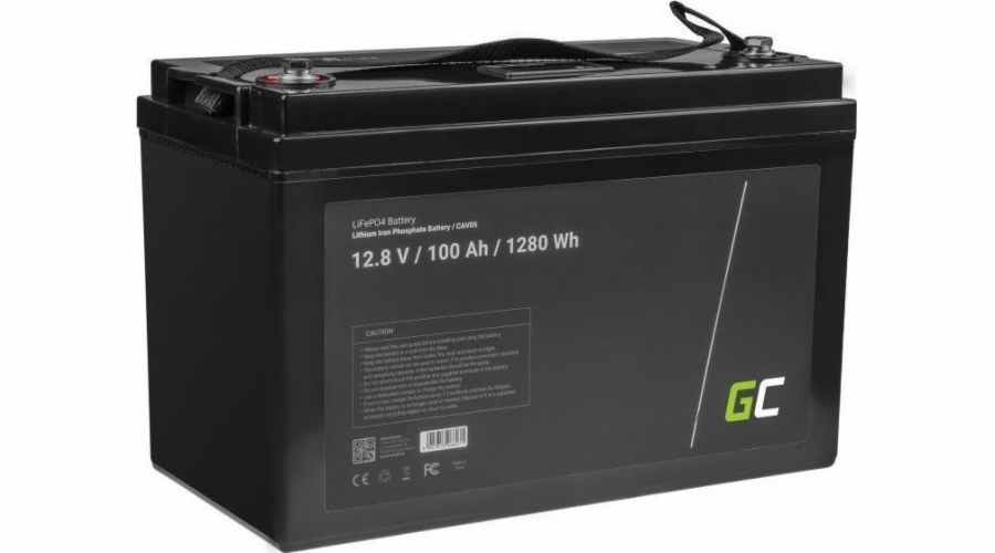 Lithium-železo fosfátová baterie se zelenými články LiFePO4 se zelenými články 12,8 V 100 Ah pro solární panely a obytné vozy