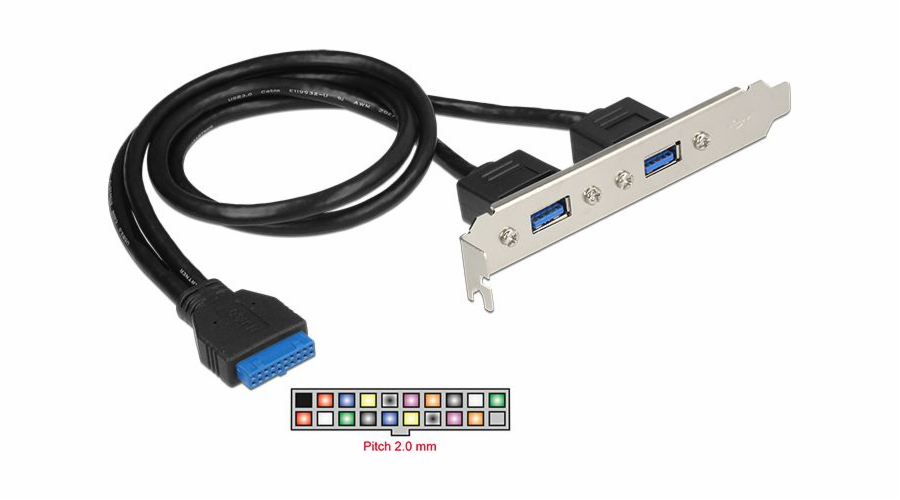 DeLOCK Slotblech 1 x 19 Pin USB 3.0 Pfostenbuchse intern > 2 x USB 3.0 Typ-A Buchse extern, Slotblende