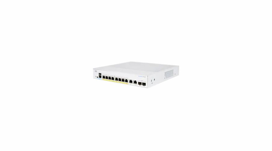 Cisco switch CBS350-8FP-E-2G, 8xGbE RJ-45, 2xGbE RJ-45/SFP combo, fanless, PoE+, 120W