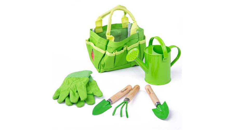 Zahradní nářadí Bigjigs Toys v plátěné tašce zelený