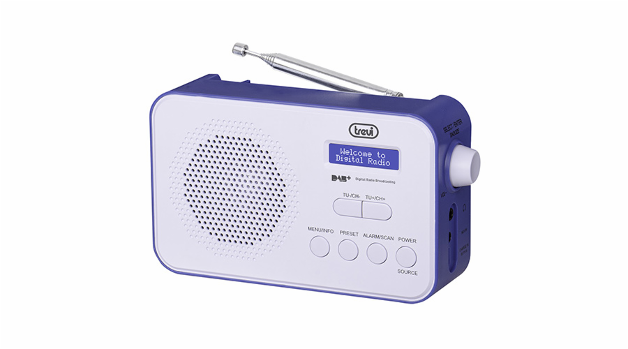 Rádio Trevi, DAB 7F92 R BLU, přenosné, DAB+/FM, displej Dot Matrix, alarm, hodiny, dobíjecí lithiová baterie