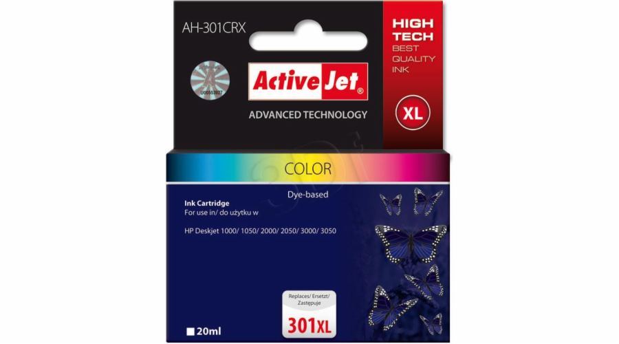 Activejet AH-301CRX HP Printer Ink Compatible with HP 301XL CH564EE; Premium; 21 ml; colour. Prints 40% more.