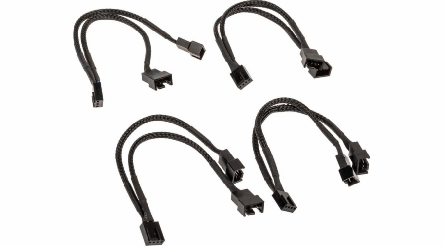 Akasa AK-CBFA04-KT04 AKASA kabel rozdvojka pro ventilátory, 1x 4-pin fan na 2x 4-pin, 15cm, 4ks v balení