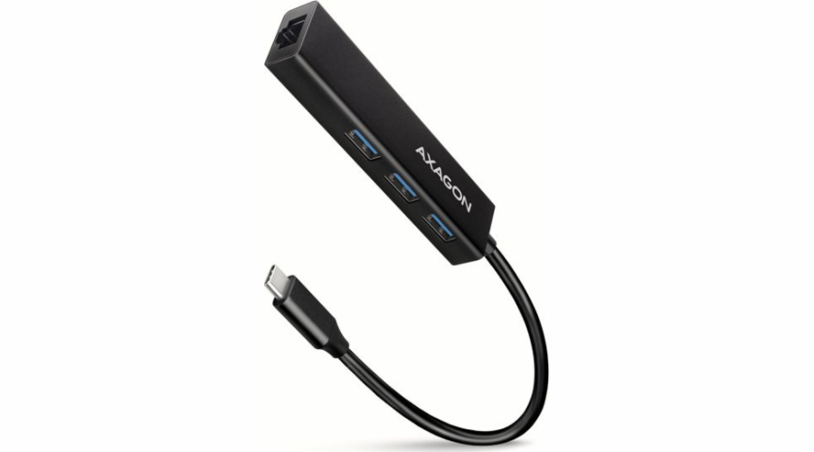 AXAGON HMC-GL3A, USB 3.2 Gen 1 hub, porty 3x USB-A + Gigabit Ethernet, kovový, kabel USB-C 20cm
