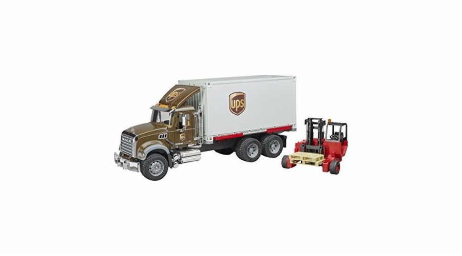 Bruder MACK Granite UPS kontejner s vysokozdvižným vozíkem (02828)