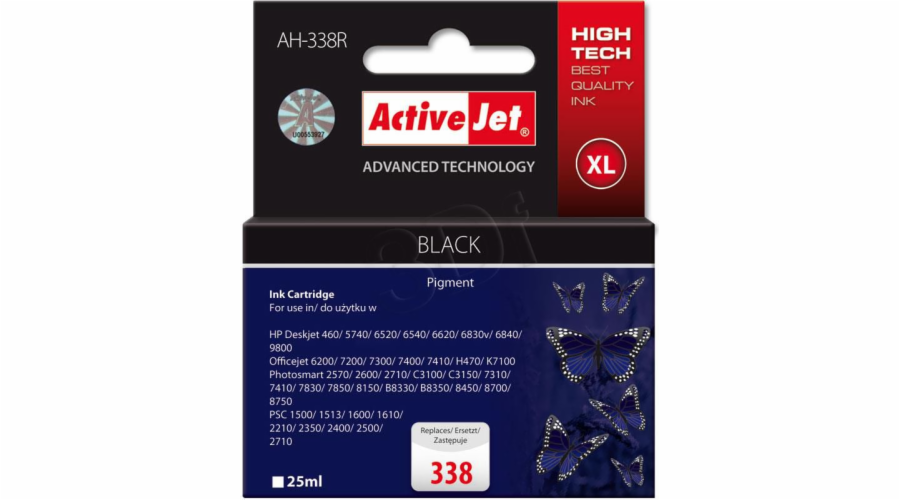 Activejet AH-338R ink for HP printer HP 338 C8765EE replacement; Premium; 25 ml; black