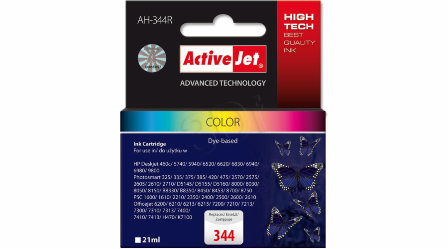 Activejet AH-344R HP Printer Ink Compatible with HP 344 C9363EE; Premium; 21 ml; colour.