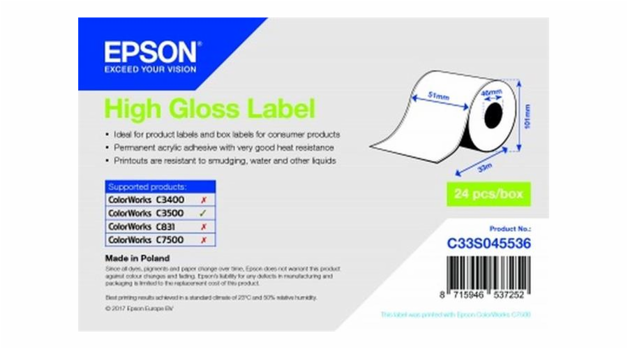 High Gloss Label Cont.R, 51mm x 33m