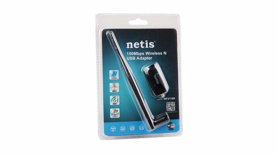 STONET by NETIS WF2119C USB Adapter / 802.11b/g/n / 150Mb / 2.4GHz / USB2.0 / černý