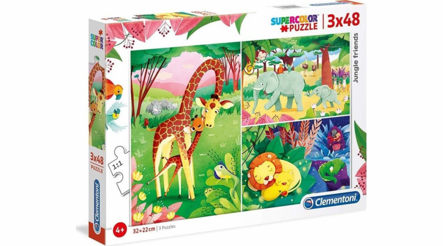 Clementoni Puzzle 3x48 Super barevní přátelé z džungle