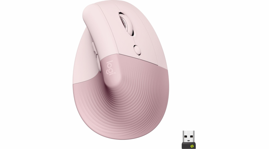 Logitech Lift Vertical Ergonomic Mouse - Dark Rose Vertikální myš, optická, 6 tlačítek, bezdrátová, Bluetooth