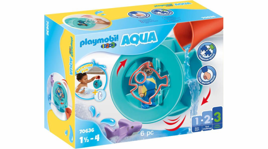 70636 1.2.3 AQUA Wasserwirbelrad mit Babyhai, Konstruktionsspielzeug