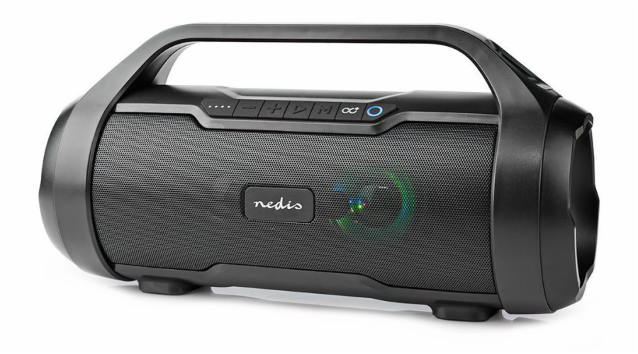 NEDIS párty reproduktor/ 2.0/ výkon 60 W/ Bluetooth/ AUX/ Micro SD/ USB/ 3,5 mm jack/ IPX5/ černý