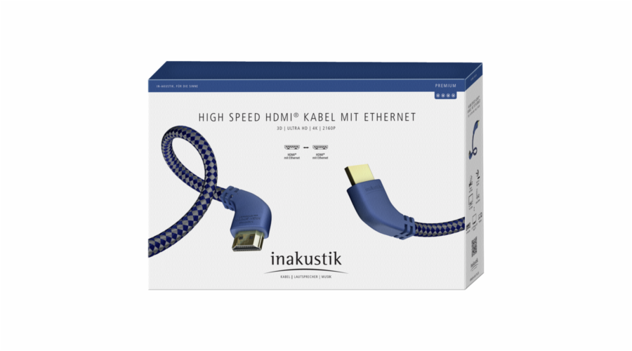 in-akustik Premium HDMI Kabel s Ethernetem 90° uhel 2,0 m
