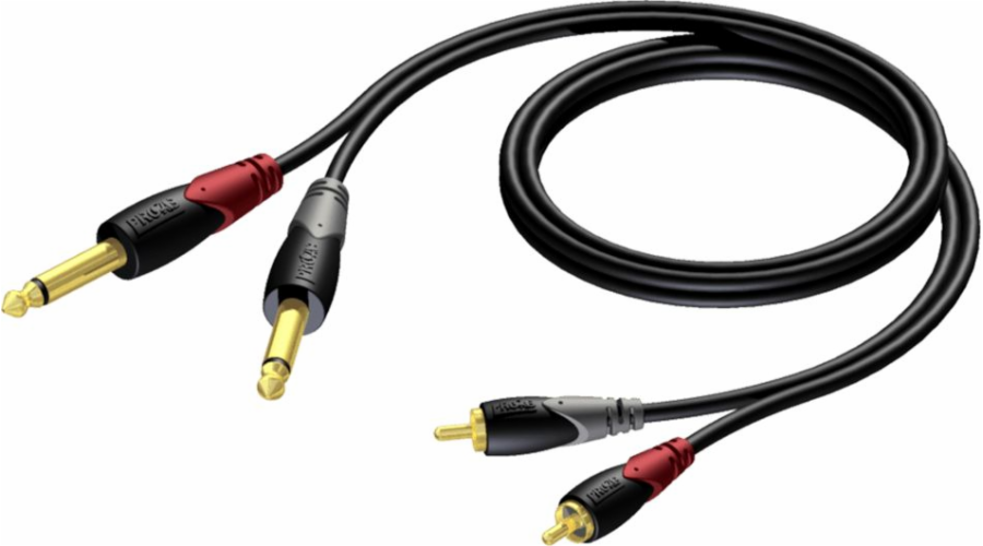 2x RCA / Cinch samec kabel - 2x 6,3 mm Mono samec konektor 1,5 m