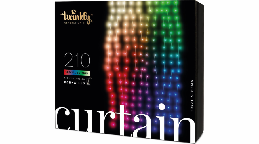 TWINKLY Curtain 210 (TWW210SPP-TEU) Intelligent LED Lights 210 LED RGB+W 2 1 m
