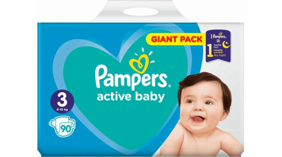 Pampers Active Baby Plenky Velikost 3, 6kg-10kg, 90ks