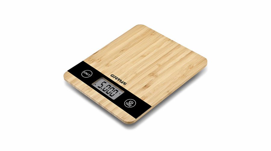 Kuchyňská váha G3Ferrari, G2008700, elektronická, LCD displej, bambusová plocha, Tare, 3 x AAA