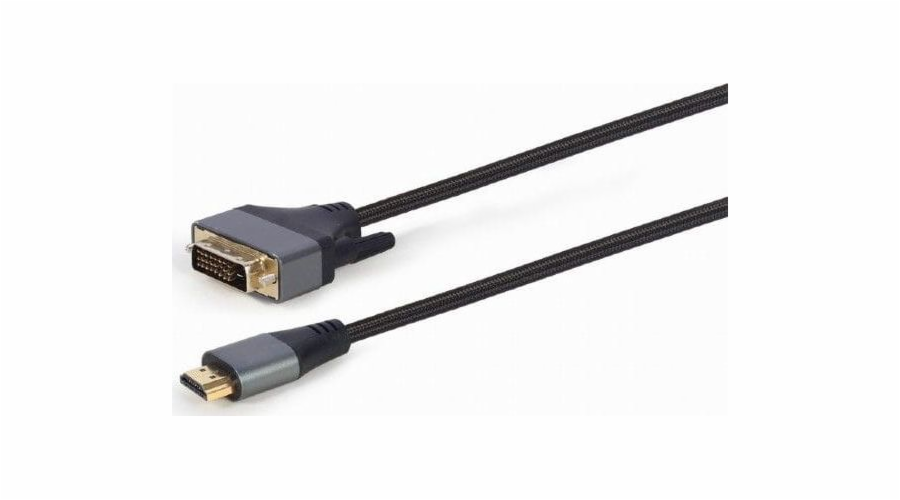 Kabel HDMI na DVI, opletený 1,8m, pozlacené konce