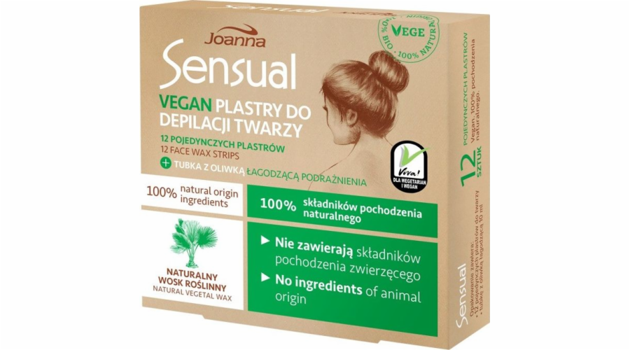 Joanna Sensual obličejové depilační náplasti vegan přírodní rostlinný vosk 12 ks