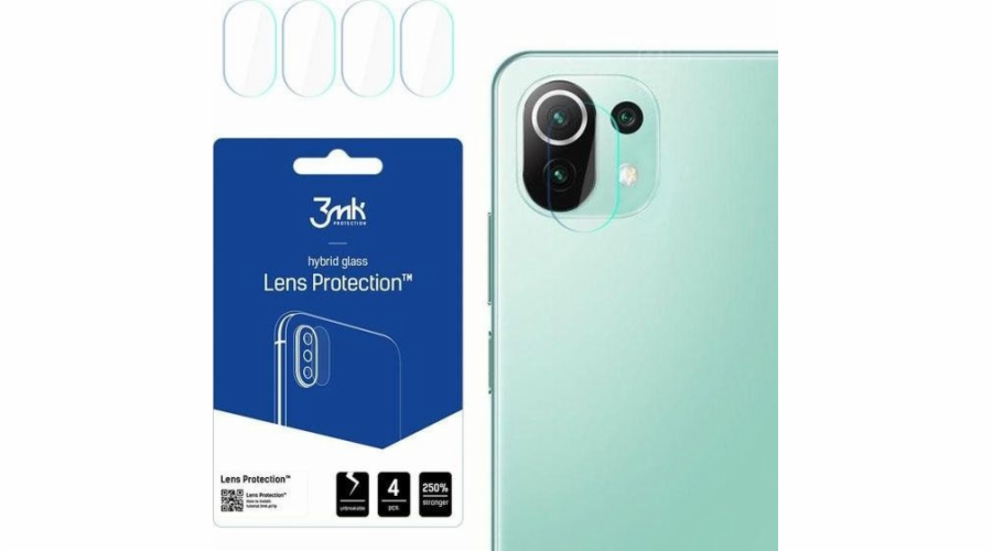 Hybridní sklo 3MK pro objektiv fotoaparátu 3MK Ochrana objektivu Xiaomi Mi 11 Lite 5G [4 PACK]